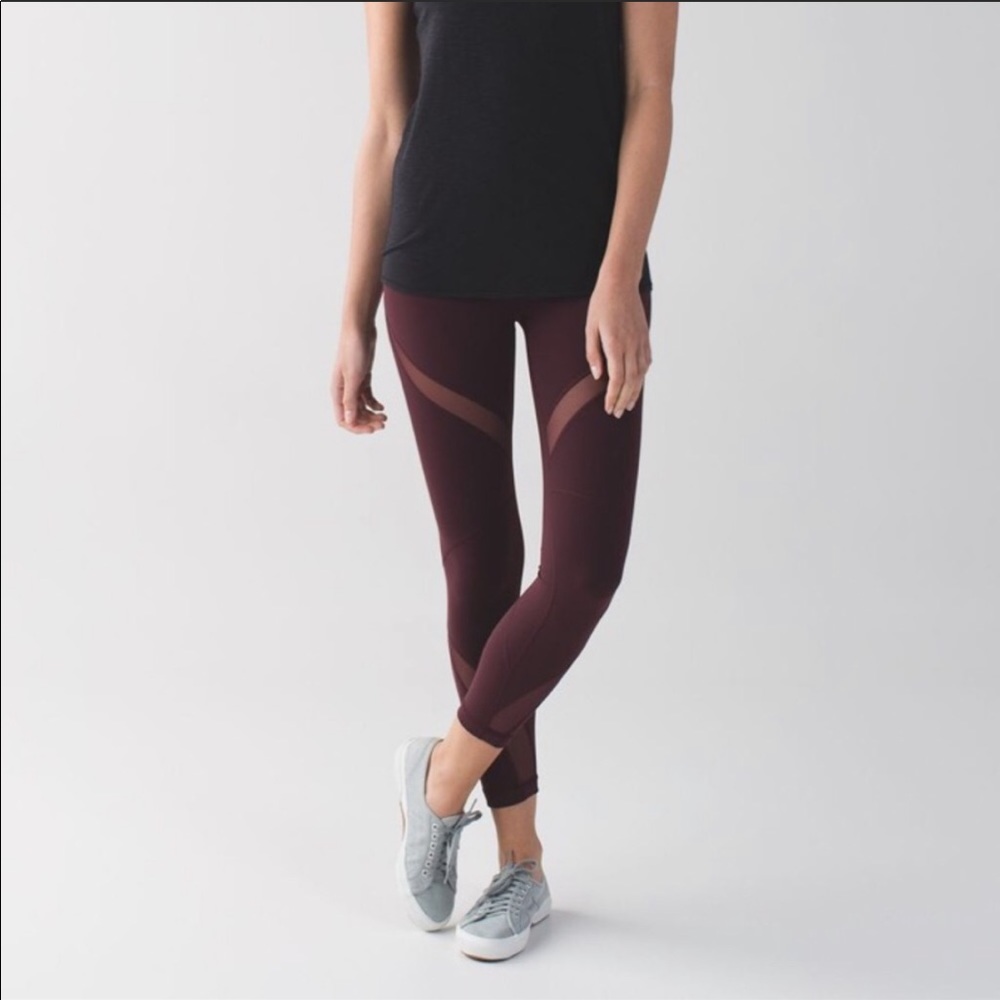 Lulu lemon mesh maroon leggings